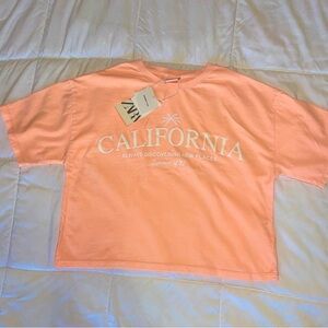 Zara Coral California Graphic Tee
